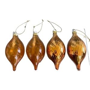 🆕 Rust Colored Teardrop Glass Christmas Ornaments New In Box